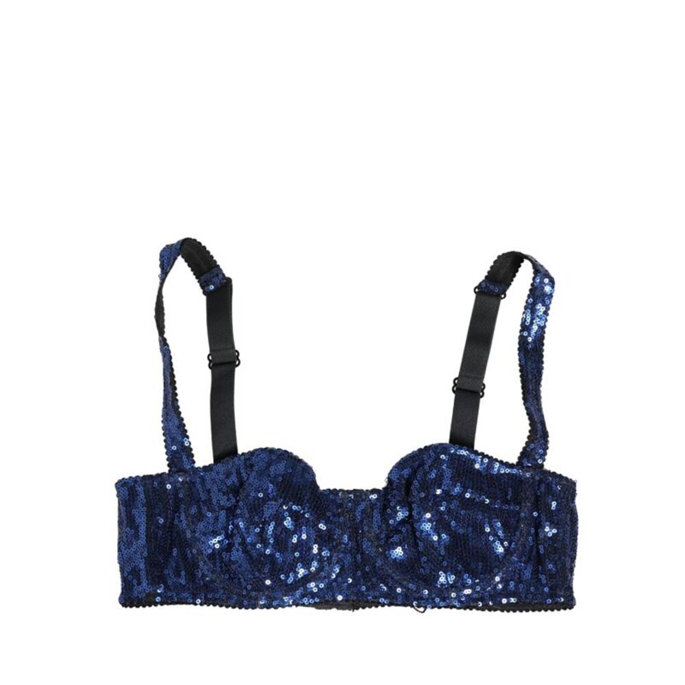 Dolce & Gabbana Blue Sequined Nyon Balconnet Bra Women's Underwear